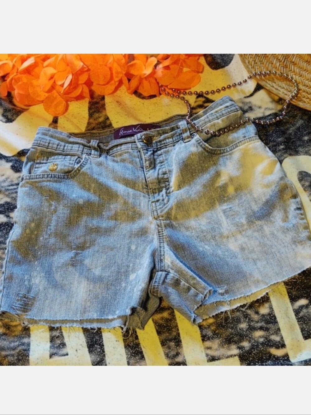 Gloria Vanderbilt Bleach Splatter Cutoff Jean Short Sz.4